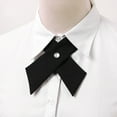 thumbnail image 2 of Dicky Collar Woman Women Shirt Tie Solid Color Design Easy Buckle Fastening Design Neck Tie Graduation Work Student Tie Black, 2 of 4