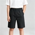 thumbnail image 2 of HAOTAGS Boys' Shorts Stretch Waist Side Pockets Breathable Summer Casual School Uniform ShortsBlack Size 9-10Years, 2 of 9