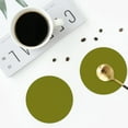 thumbnail image 4 of Lsque Olive Pattern 4" Drink Coasters Set of 4, PVC Leather Absorbent Coasters, Table Coaster Set Decorative Coffee Cup Coasters Housewarming Gift -Round Shape, 4 of 6