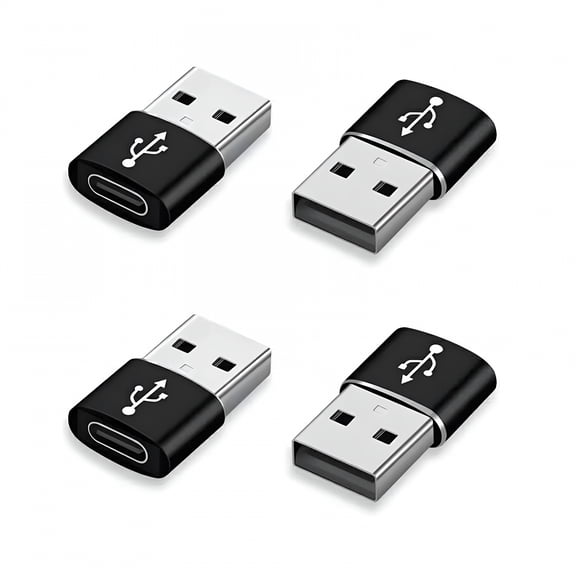 GJX 4Pcs Usb A to Usb Type C Adapter,Fast Charging and Data Transfer Usb A to Type C Cable Adapter,Reversible Type-C Design Mini Size for Efficient Connection Usb C Converter,Black