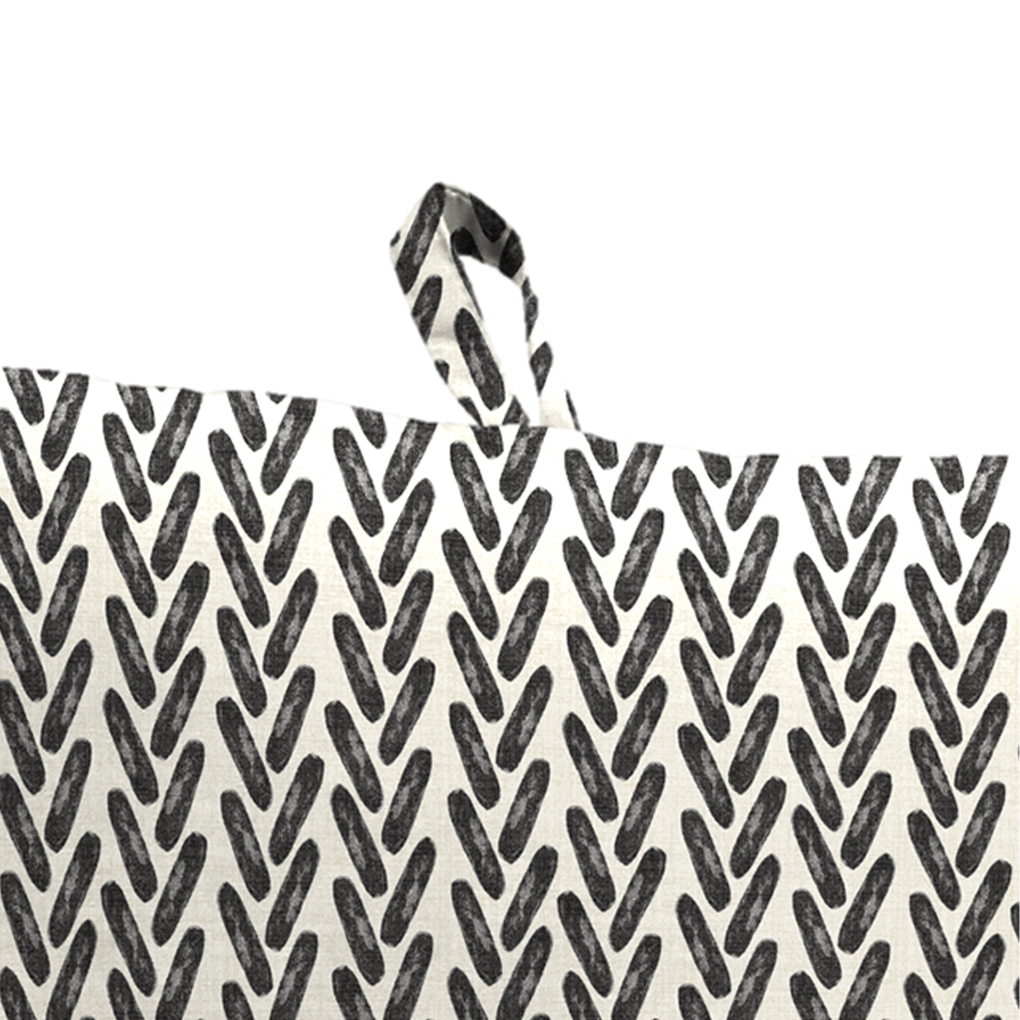 Jordan Manufacturing 44" x 21" Hatch Black Chevron Rectangular Outdoor Chair Cushion with Ties and Hanger Loop