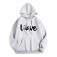 thumbnail image 2 of Oiangi Fall Hoodie for Women Love Graphic Long Sleeve Drawstring Sweatshirt Fall Winter Cozy Pullover Hooded with Pockets White 2XL, 2 of 2