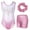 Pink Gradient, variant on Gymnastics Leotards for Girls,Sleeveless Rhinestone Kids Dance Unitards Biketards with Shorts and Hair Scrunchie