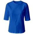thumbnail image 4 of Womens Tops Casual 3/4 Sleeve Basic Crew Neck T Shirts Loose Fit Tunic Blouses Summer Tees(Blue,M), 4 of 4