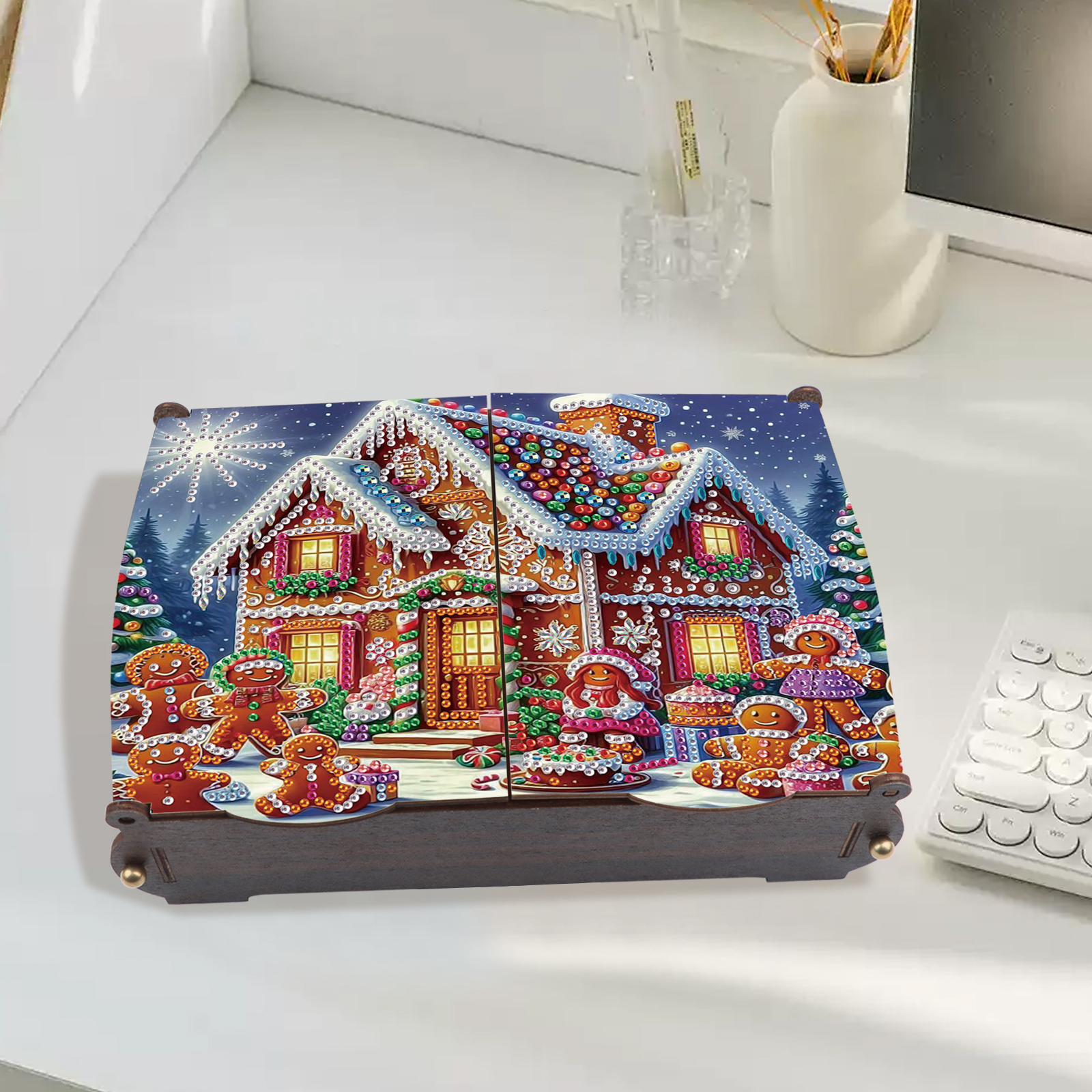 Diamond Painting Kit Storage Box Christmas House DIY Multi-Purpose Craft Storage Box Ideal for Home Offices and Holiday Gifts