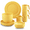 3.Gold Yellow, variant on ReaNea Plastic Dinnerware Set of 20 Pieces, Unbreakable and Reusable Light Weight Plates Mugs Bowls Dishes Easy to Carry and Clean BPA Free Service for 4