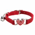 thumbnail image 1 of Collar de gato rojo con dije en forma de corazón y artículos para mascotas de cristal, adecuado para gatitos y perros pequeños, 1 of 5