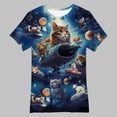 thumbnail image 2 of Angala Toddler Boys T Shirts Cartoon Cat Print Shirts Crew Neck Short Sleeve Summer Kawaii Comfortable Dailywear Casual Child Tees Size 2-3 Years Blue, 2 of 3