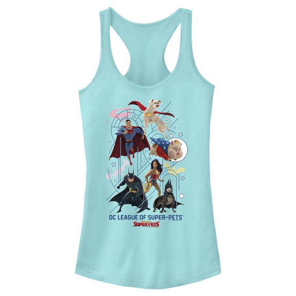Junior's DC League of Super-Pets Super Squad  Racerback Tank Top Cancun Medium
