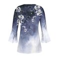 thumbnail image 5 of Workout Tops for Women Casual Trumpet 3/4 Sleeve Printed Buttoned Basic Ruched Tops Pleated T-shirts Blouses Plus Size Womens Tops on Clearance, 5 of 5