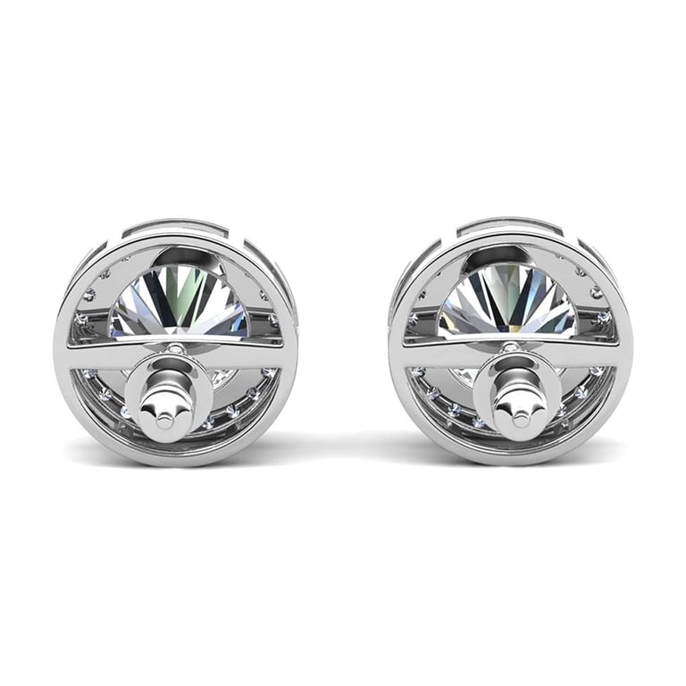 Women's Oval Cubic Zirconia Halo Stud Earrings - White Gold Plated, Hypoallergenic, Gift For Mom Wife Mother's Day Birthday