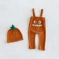 thumbnail image 7 of FASHOFT Baby Boy Halloween Outfit Suspender Pants Hat Set Romper Bodysuit Jumpsuit Outfit For Holiday Cosplay Party Casual Crawl Wear Halloween Orange 0-3 Months, 7 of 7