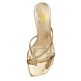 thumbnail image 3 of FSJ Women Strappy Heeled Square Open Toe Thong Sandals Special Kitten Low Heel Chic Flip-flops Versatile Summer Mule Dress Shoes Size 8.5 Gold, 3 of 5