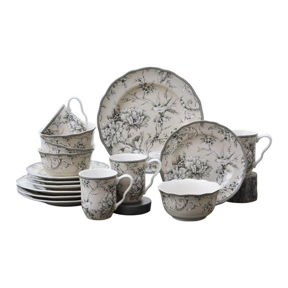 Adelaide 16-Piece Traditional Antique White Porcelain Dinnerware Set (Service for 4)