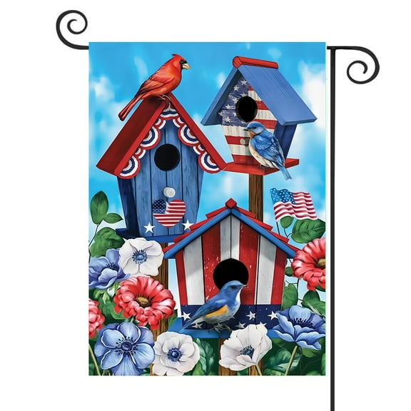 DMERBYL American Bird houses Summer Garden Flag Patriotic Red White and Blue 18" x 12.5"
