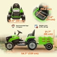 thumbnail image 3 of Qaba Tracteur pour Enfants avec Trailor, Voiture pour Enfants 12V, Vert, 3 of 10
