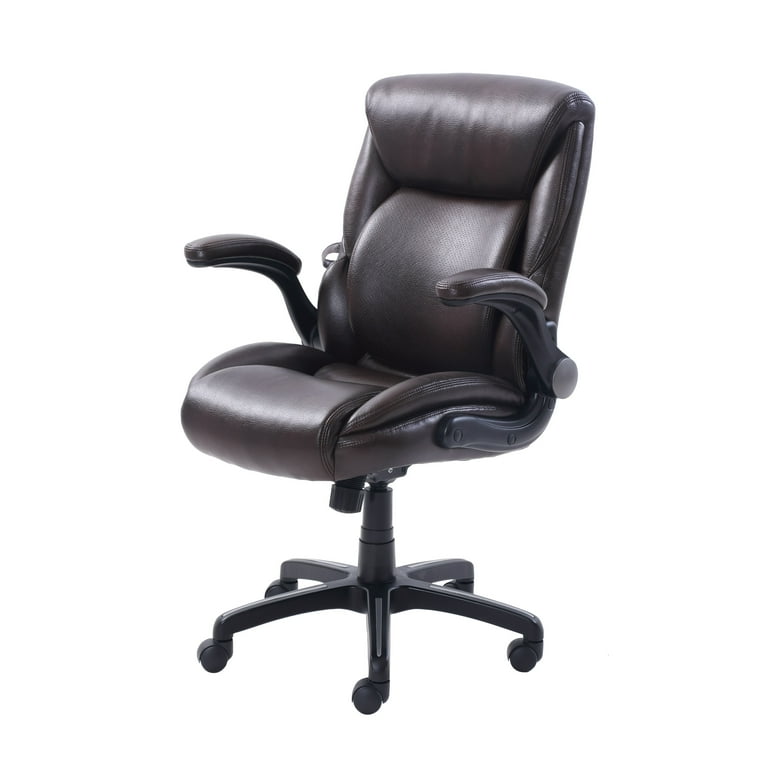 Serta Air Lumbar Bonded Leather Manager Office Chair, Brown Faux