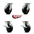 thumbnail image 2 of 6 Inch Kingpinless Phenolic Wheel Swivel Caster Set with 2 Brakes Service Caster, 2 of 2