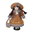 thumbnail image 2 of Figura de muñeca de porcelana con soporte, bellamente elaborada, regalo para niñas y mujeres. Marrón, 2 of 9