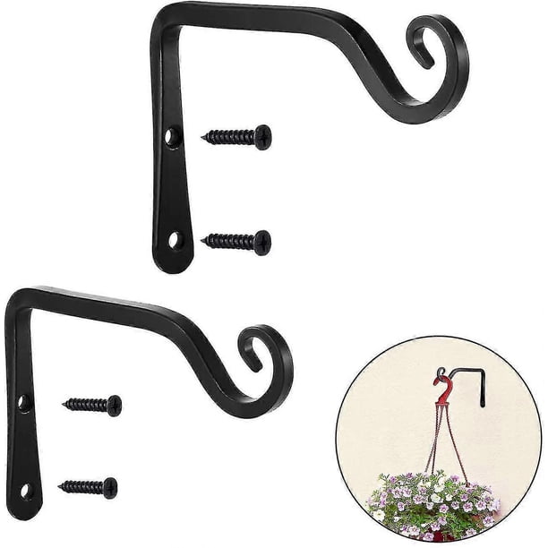 ganchos de pared de hierro para doblar ropa, cestas de flores, soporte para plantas, color negro