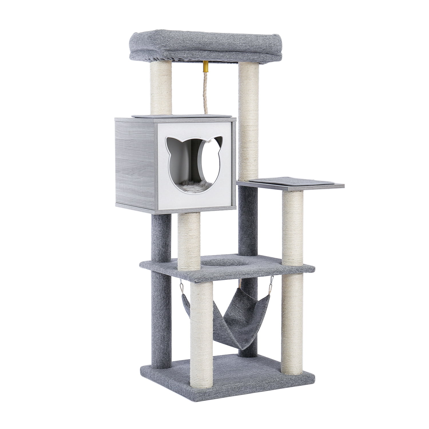Pefilos 59" Multi-Level Cat Tree for Indoor Cats Modern Cat Activity Tower for Large Cat With Sisal Scratching Posts, Cat Condo for Multiple Cats Hammock And Extra-Large Top Perch, Gray Pefilos 59" Multi-Level Cat Tree for Indoor Cats Modern Cat Activity Tower for Large Cat With Sisal Scratching Posts, Cat Condo for Multiple Cats Hammock And Extra-Large Top Perch, Gray