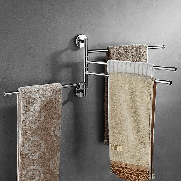 Rotary Towel Rack with 4 Swivel Bars, Wall-Mounted Stainless Steel