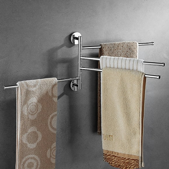 Rotary Towel Rack with 4 Swivel Bars, Wall-Mounted Stainless Steel Bathroom Towel Holder