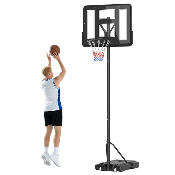 Soozier 4.6-10ft Portable Basketball Hoop with Wheels and 43" Backboard