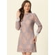 thumbnail image 3 of Mini vestido de encaje floral elegante formal Allegra K con cuello redondo y volantes Rosa gris XS, 3 of 6