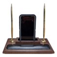 thumbnail image 2 of Walnut and Leather Pen Stand with Cell Phone Holder, 2 of 5