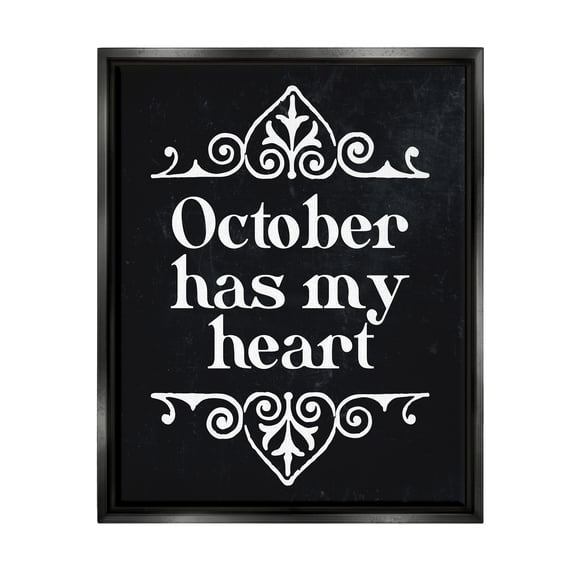 Stupell Industries Black October Has My Heart Holiday Painting Black Floater Framed Art Print Wall Art, 17 x 21