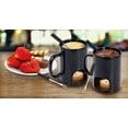 thumbnail image 3 of KOVOT Personal Fondue Mugs Set of 2 | Ceramic Mugs for Chocolate or Cheese | Includes Forks and Tealights| Double Vented (Black), 3 of 6
