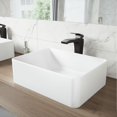 thumbnail image 2 of VIGO Matte Stone Amaryllis Composite Rectangular Vessel Bathroom Sink in White with Faucet and Pop-Up Drain in Matte Black, 2 of 5