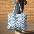 thumbnail image 4 of jowamay Quilted Tote Bag Blue Floral Gradient Bookish Tote Bag Travel Quilted Purse for Women Girls Vacation, 4 of 8