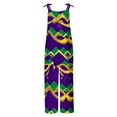 thumbnail image 4 of Moxiu Womens Mardi Gras Overalls Wide Leg Patchwork Sequin Graphic Overalls Plus Size Adjustable Strappy Loose Fit Rompers 2025 Multicolor,XXXL, 4 of 5
