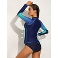 thumbnail image 5 of Women Long Sleeve Rash Guard Sun Protection Swim Surf Athletic Swimwear, 5 of 5