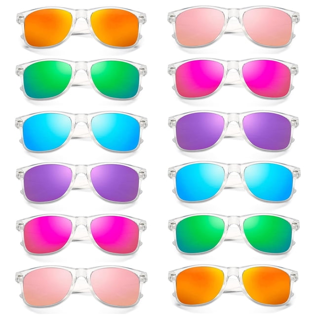 Paquete de Docena de Gafas de Sol Retro con Cristal Transparente y Espejo SUNOVELTIES