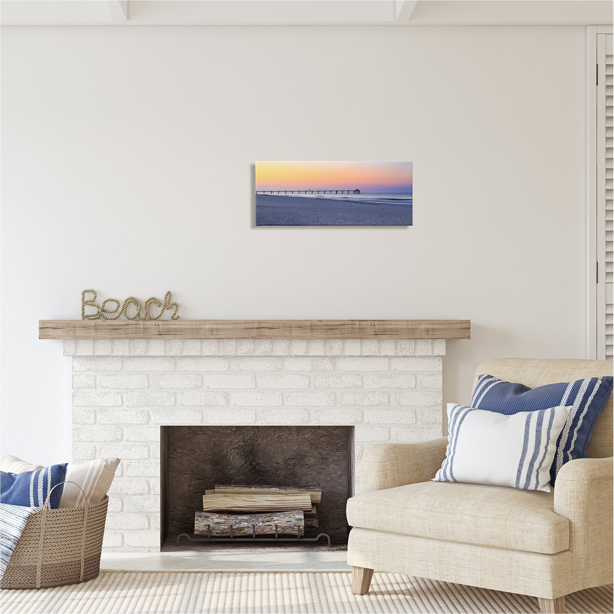 Stupell Industries Sunrise Beach Shore Landscape Photography Gallery Wrapped Canvas Art Print Wall Art, 24 x 10