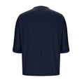 thumbnail image 6 of Stylish Olyvenn Women Oversized T Shirts Short Sleeve Crew Neck Summer Fashion Tops Casual Loose Top Basic Tee with Pocket Navy M, 6 of 7