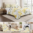thumbnail image 6 of Twin Quilt Set 68''x86'', Yellow Flowers Spring Lightweight Summer Bedspread Coverlet Set with 2 Pillow Shams, Elegant Farmhouse Botanical Breathable All Season Quilt Bedding for Dorm/Bedroom, 6 of 9