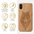 thumbnail image 4 of Case Yard Wooden Case Outside Soft TPU Silicone, Slim Fit Shockproof Wood Protective Phone Cover for Girls Boys Men and Women, Supports Wireless Charging Owl 4 Design case for iPhone-XS-Max, 4 of 7