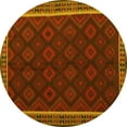 thumbnail image 1 of Ahgly Company Machine Washable Indoor Round Oriental Yellow Traditional Area Rugs, 5' Round, 1 of 4