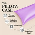 thumbnail image 4 of Amay Satin Silk Pillow Case King Size 20x36 Lavender Solid Ultra Smooth Cooling Satin Pillow Cover Anti-Frizz & Skin-Friendly – Premium Silk Feel Pillowcase for Better Sleep, 4 of 6