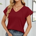 thumbnail image 6 of ATENAR T Shirts for Women Short Sleeve Casual Shirts for Women V Neck Tee Wine M, 6 of 8