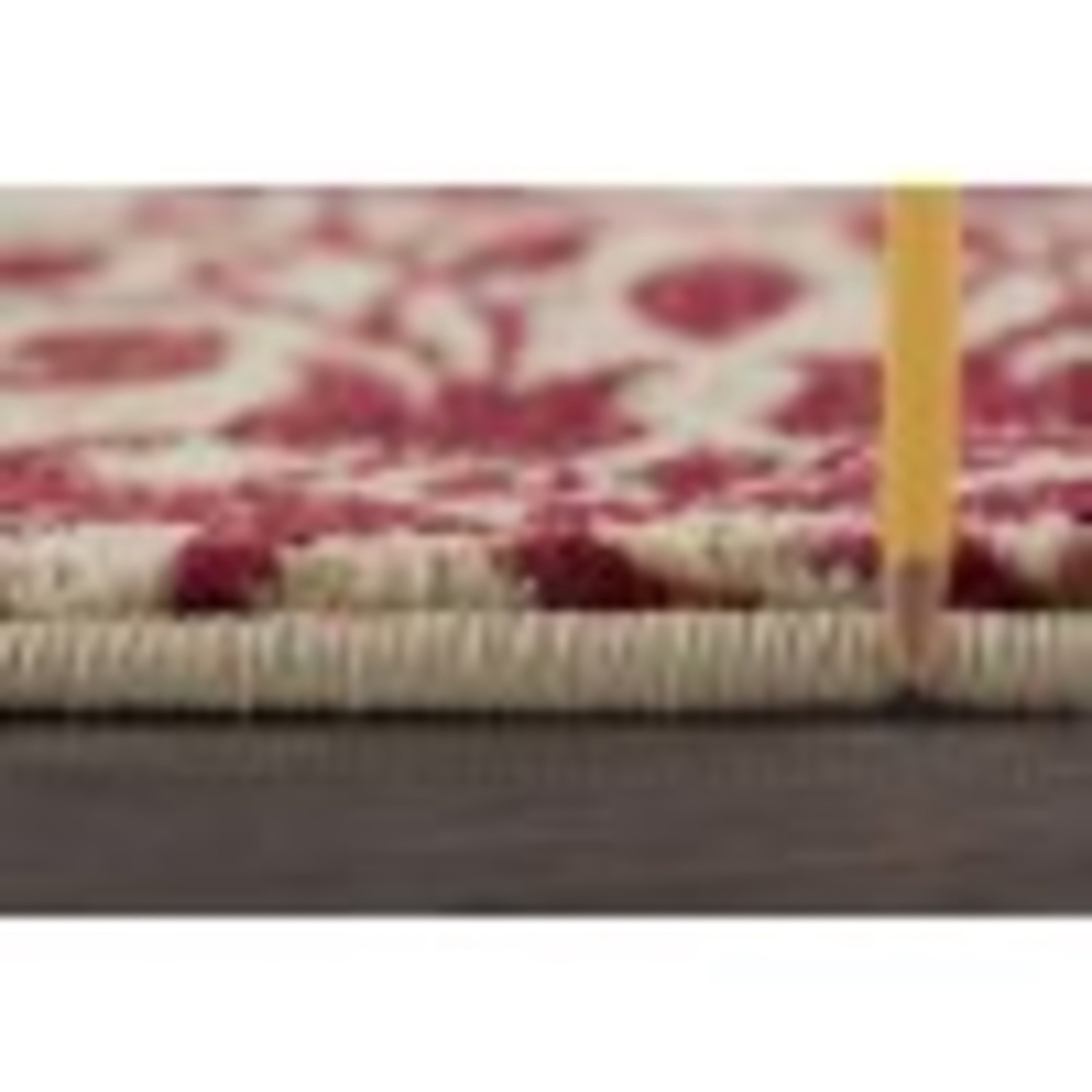 Impressions Transitional 5' Round Beige and Red Polypropylene Indoor Area Rug