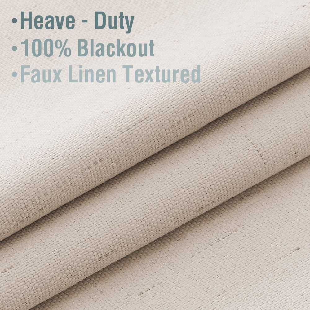 H.VERSAILTEX Linen Blackout Curtain for Bedroom Living Room,84 Inch Long Curtain Set of 2 Panels, Thermal Grommet Blackout Drape, Room Darkening Window Curtain (52" x 84", Natural)