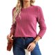 thumbnail image 2 of Camisas de Larga para Mujer, Tops de Moda de Otoño, Suéteres Elegantes de Cuello Redondo, Túnicas, Ropa de Invierno, Conjuntos Casuales Rojo Rosa M, 2 of 8