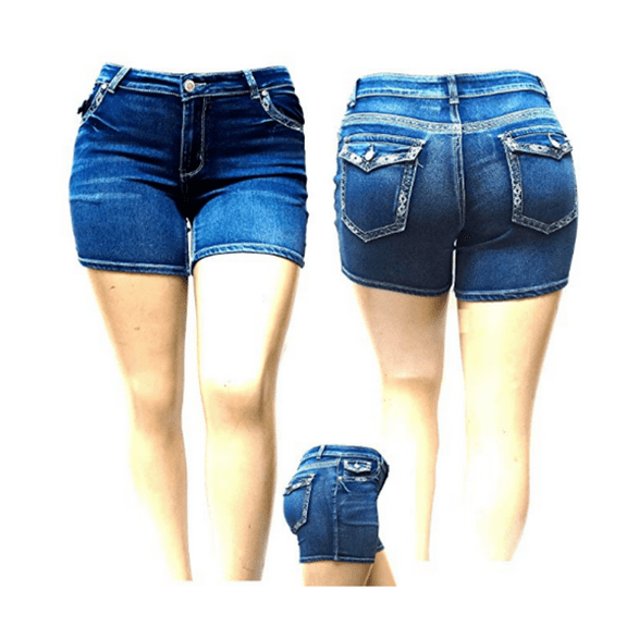 Jack David Premium Women's Plus Size Blue Denim Jeans Shorts Stretch (SB-N595)