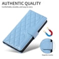 thumbnail image 6 of For Samsung Galaxy A37 5G Wallet Grid Texture Magnetic Flip Cover Card Holder & Bills Slot, Soft PU Leather Magnetic For Women Wallet Case With Detachable Shoulder Strap And Wrist Strap,Blue, 6 of 10