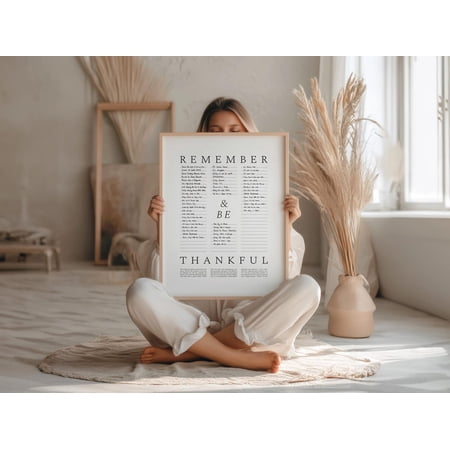 Thankfulness List Wall Art Print With Psalms Count Your Blessings Family Decor